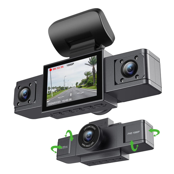Cámara Dashcam Dual HD 1080p - Pantalla 3 Pulgadas Frontal y Trasera