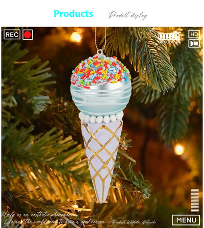 Adorno Navideño de Árbol Helado con Colgante de Vidrio - Image 9