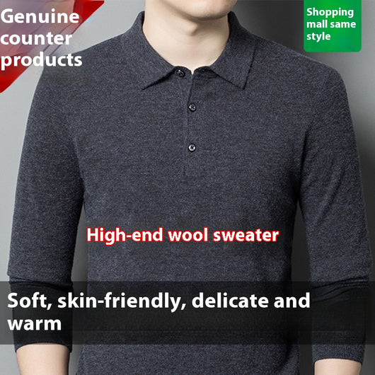 Suéter Polo de Manga Larga para Hombre - Colores Sólidos Otoño Invierno - Image 12