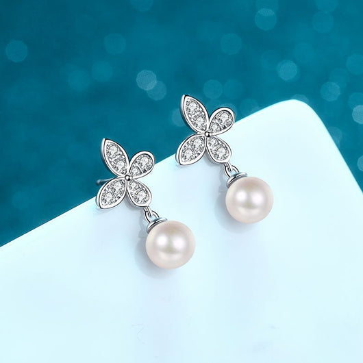 Aretes de Perla de Agua Dulce con Moissanita - Diseño Elegante y Brillante - Image 6