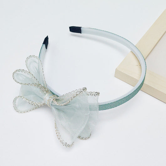Diadema Infantil de Malla con Borde Dorado y Moño - Image 5