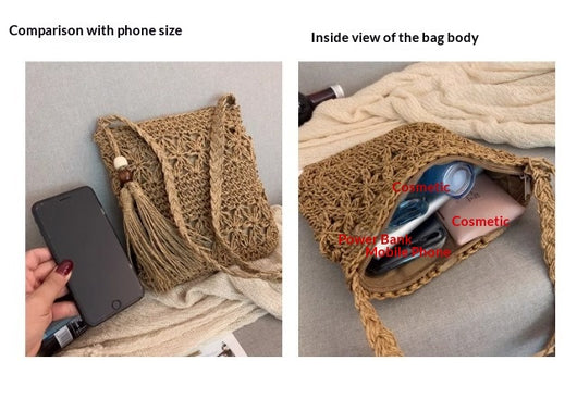 Bolso Tejido Cuadrado Pequeño - Bandolera Compacta y Elegante para Diario - Image 11
