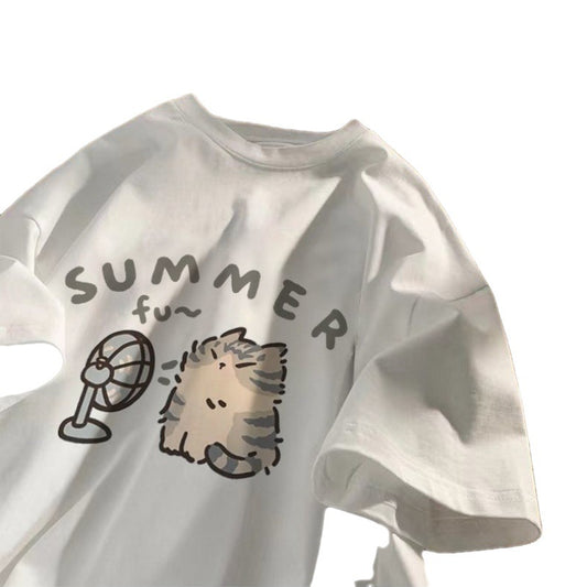 Playera Unisex de Algodón Puro con Estampado de Gatito - Image 2