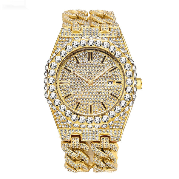 Reloj de Cadena Cubana Hip Hop con Diamantes de Hielo Estilo Urbano - Image 4