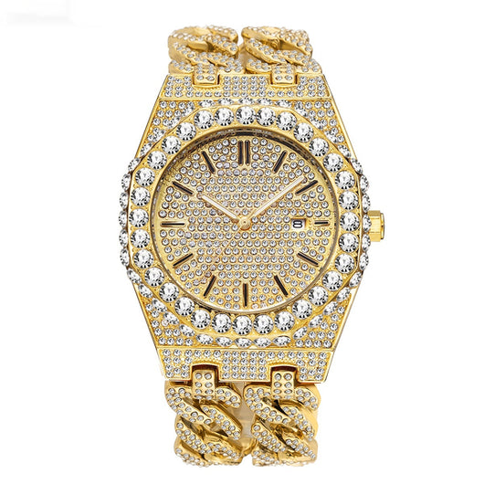 Reloj de Cadena Cubana Hip Hop con Diamantes de Hielo Estilo Urbano - Image 4