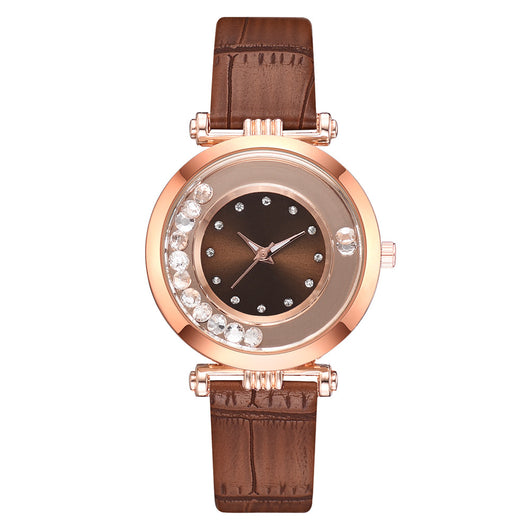 Reloj de Moda con Cristales Brillantes y Correa de Cuero Serpentina - Image 7