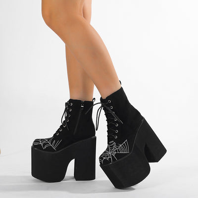Botas Dr Martens Gothic Ultra Altas con Suela Gruesa y Diseño de Telaraña - Image 3