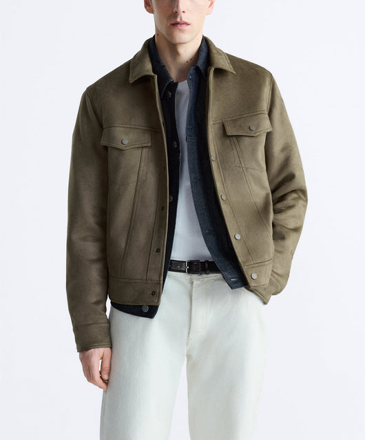 Chaqueta de Solapa en Efecto Gamuza para Hombre - Image 8