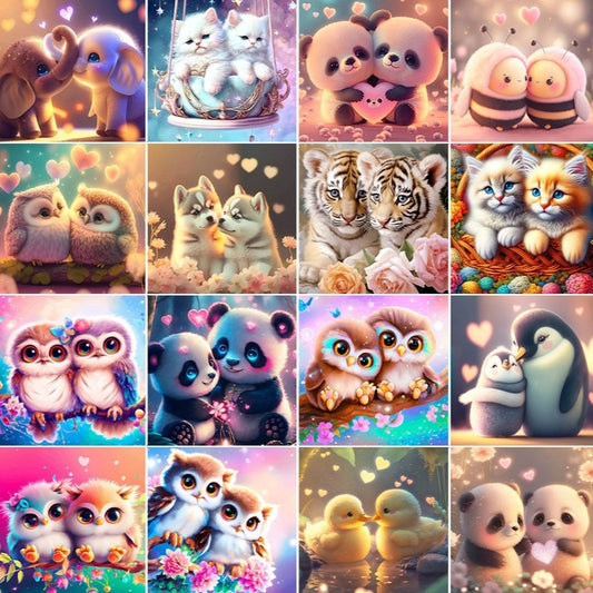 Pegatinas Diamantadas con Diseños de Animales Hechas a Mano