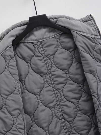 Chaleco Casual de Algodón Gris para Mujer con Cuello de Pie - Image 17
