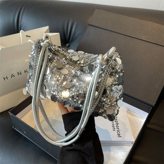 Bolso Bandolera Mujer con Cadena y Lentejuelas Brillantes - Image 2