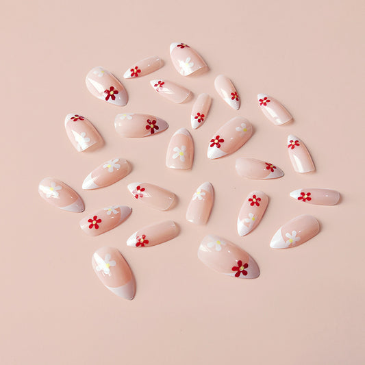 Parches de Uñas Nude Delicado - Diseño Floral Fingertip