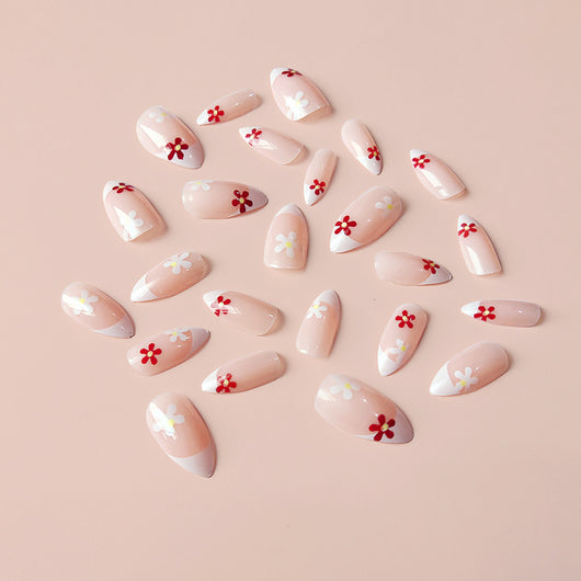 Parches de Uñas Nude Delicado - Diseño Floral Fingertip