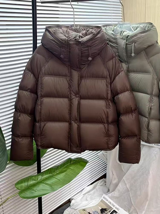 Chaqueta Acolchada Suelta con Capucha - Colores Sólidos Otoño Invierno - Image 22