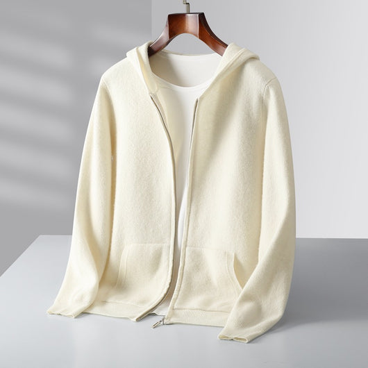 Cardigan de Lana con Cierre y Capucha para Hombre - Image 3