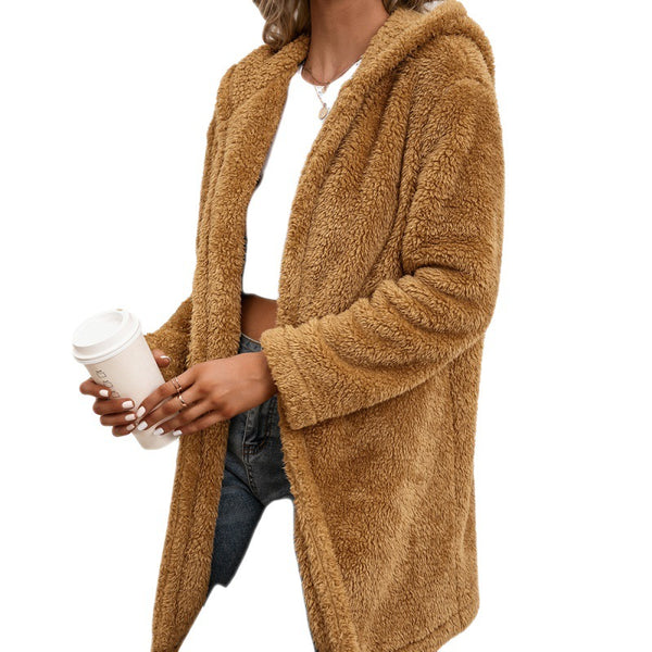Abrigo Gabardina Cardigan Capucha en Lana de Cordero