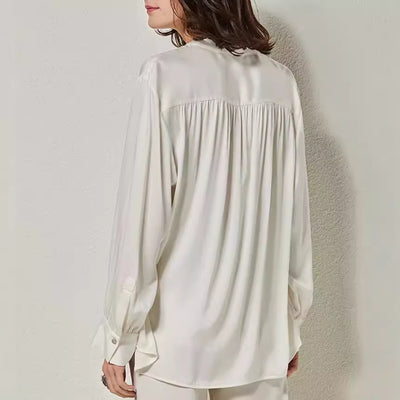 Blusa de Seda Suelta y Desenfadada Estilo Francés para Mujer Otoño - Image 4