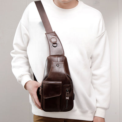 Bolsa Bandolera de Cuero Genuino para Hombre - Estilo Vintage Multifuncional - Image 8