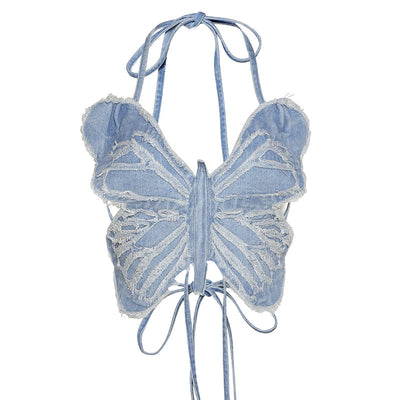 Vestido Corto Halter Espalda Descubierta con Detalle Mariposa - Image 7