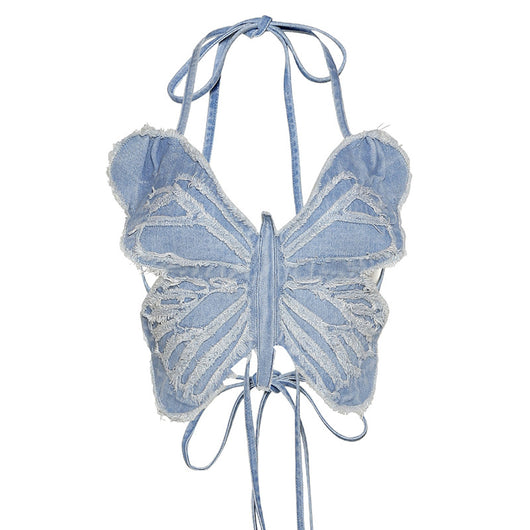 Vestido Corto Halter Espalda Descubierta con Detalle Mariposa - Image 7