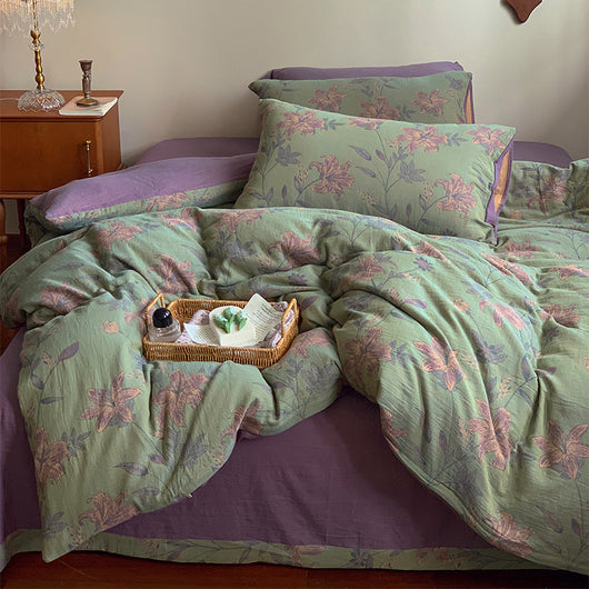Juego de Sábanas Jacquard de Algodón Gasa Doble Capa - 4 Piezas - Image 6
