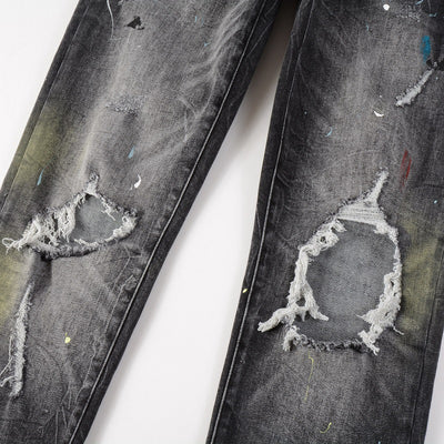 Jeans Rotos para Hombre con Diseño Splash de Tinta y Graffiti - Image 16