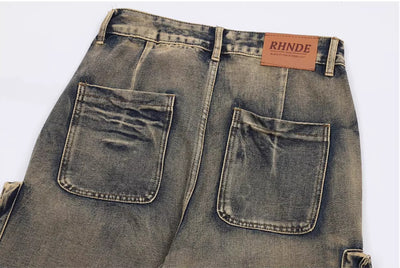 Pantalón Vaquero Retro Tipo Workwear con Bolsillos y Pierna Ancha - Image 9