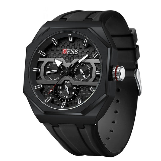Reloj de Cuarzo Impermeable con Escala de Rayas y Seis Agujas - Diseño Moderno - Image 2