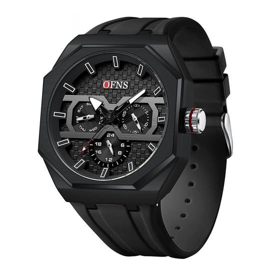 Reloj de Cuarzo Impermeable con Escala de Rayas y Seis Agujas - Diseño Moderno - Image 2