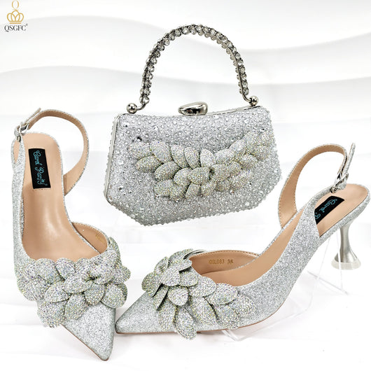 Juego de Zapatos y Bolso para Fiesta Mujer - Tacón Decorativo Hoja Artesanal - Image 17