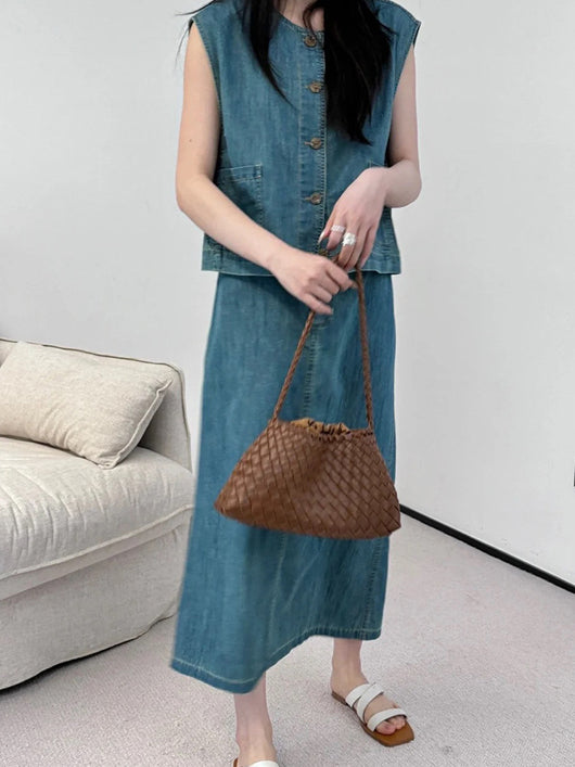 Bolso Tejido de Cuero Auténtico para Mujer - Bandolera Minimalista - Image 10