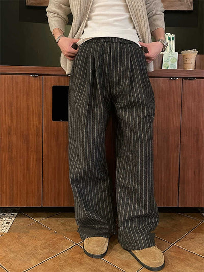 Pantalones Casuales Holgados a Rayas Contraste para Hombre - Image 10