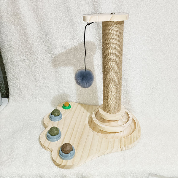 Juguete Giratorio para Gatos de Madera Maciza - Palo Interactivo Resistente y Divertido