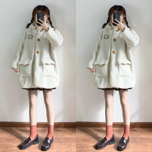 Abrigo de Lana de Cordero y Algodón para Mujer - Perfecto para Otoño e Invierno - Image 8