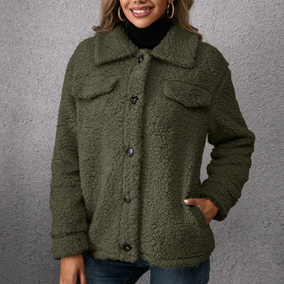 Abrigo Polar Corto con Solapa y Botones para Mujer - Image 7
