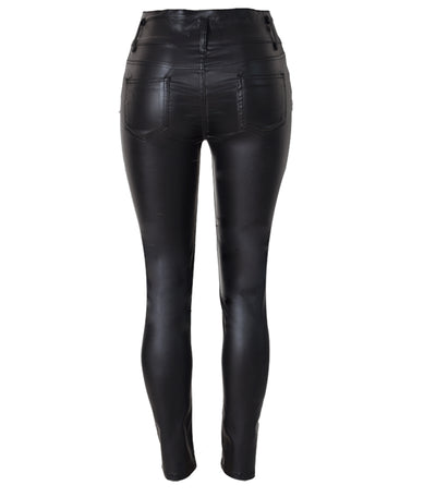 Pantalones Skinny de Cuero Talle Alto con 3 Botones - Image 10
