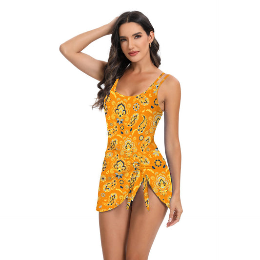 Traje de Baño Enterizo Talla Grande Cintura Alta Estampado Conservador para Mujer