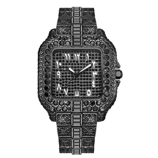 Reloj Cuadrado para Hombre con Diamantes y Diseño Graffiti - Image 13