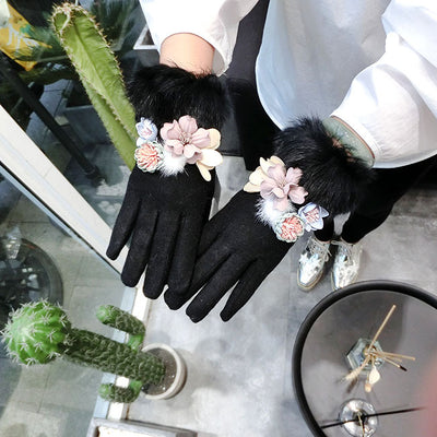 Guantes de Lana Térmica para Mujer con Bolitas de Pelaje - Image 7