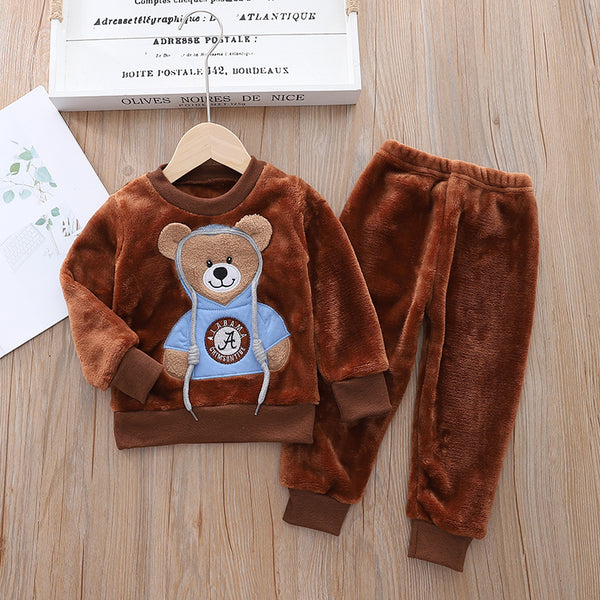 Pijama Infantil Térmico con Diseño Cartoon - Conjunto Abrigo Invierno