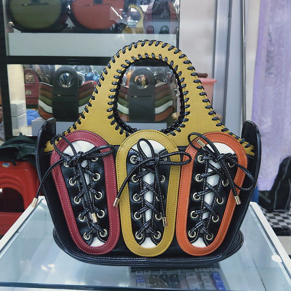 Bolso Bandolera Tejido con Detalles en Contraste para Mujer