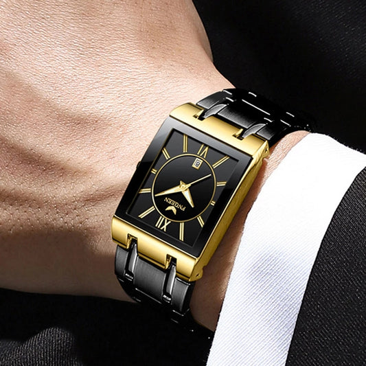 Reloj de Pulsera Cuadrado Impermeable con Calendario y Movimiento de Cuarzo