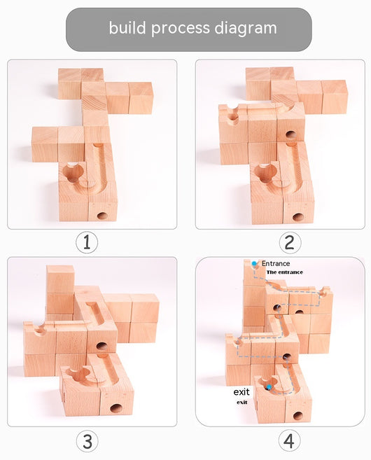 Juego de Construcción de Pistas de Canicas con Tubos de Madera - Image 11