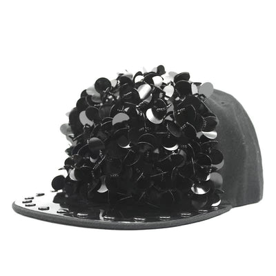 Gorra de Béisbol Hip Hop con Lentejuelas Florales y Visera Plana - Image 6