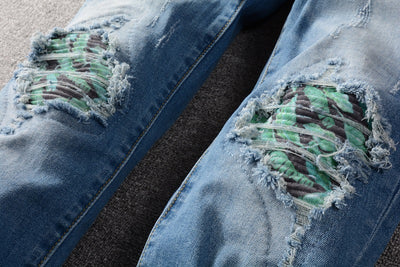 Jeans Slim Fit para Hombre con Roturas y Parches de Colores - High Street Tide - Image 10