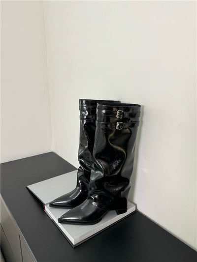 Botas Largas Hasta la Rodilla con Tacón Grueso y Punta Afilada - Image 12