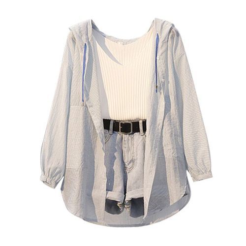 Conjunto Retro de Shorts Denim y Blusa Protectora Anti-UV - Image 11