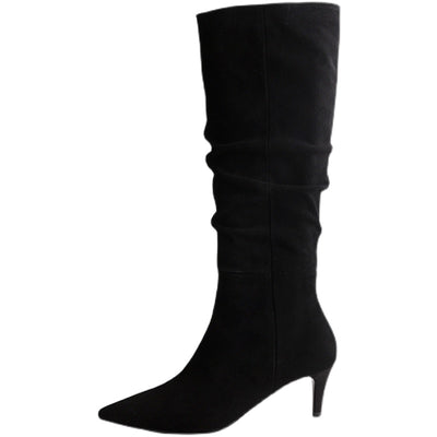 Botas de Ante Francés para Mujer Tacón Stiletto Marrón - Image 8