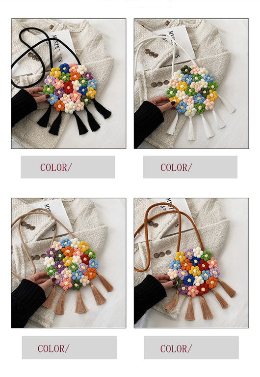 Bolsa Redonda Étnica Esponjosa para Mujer - Diseño Floral 2025 - Image 15