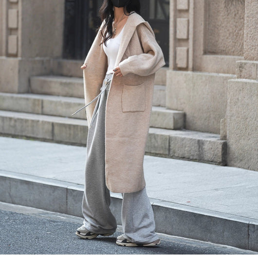Cardigan Largo Tejido para Mujer con Capucha - Abrigo Tipo Trench - Image 22